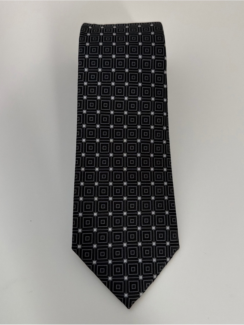 Donald J. Trump Black/Silver Geometric Square Silk Tie